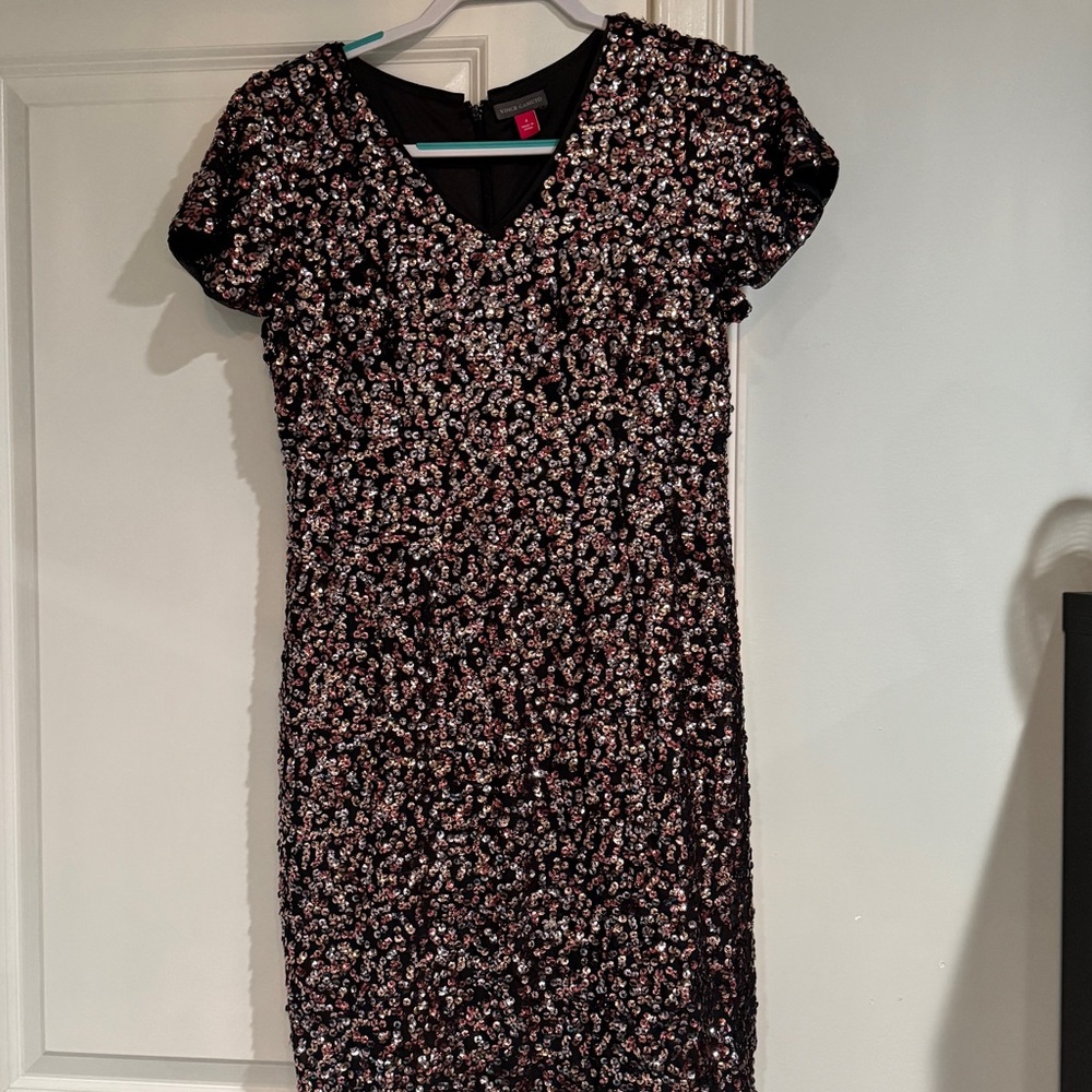 Vince Camuto Pink Puff Sleeve Sheath Mini Dress